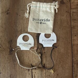 Pura Vida Kids Bracelet Set - Black and Gold Charm